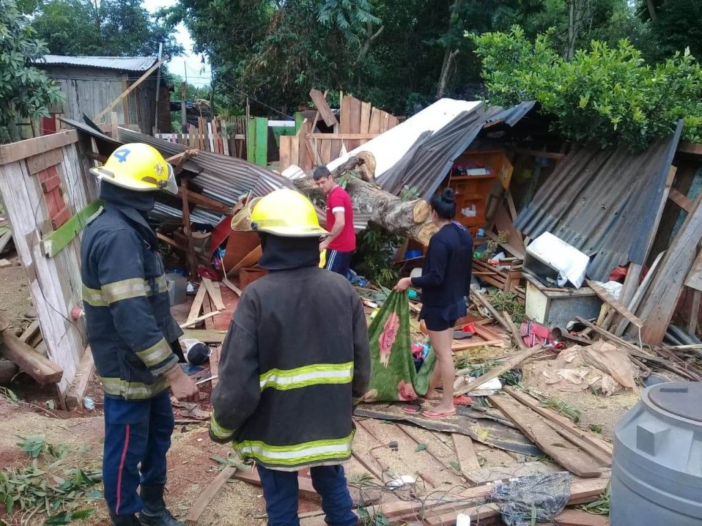 Una familia entera quedó sin vivienda porque la destrozó un árbol