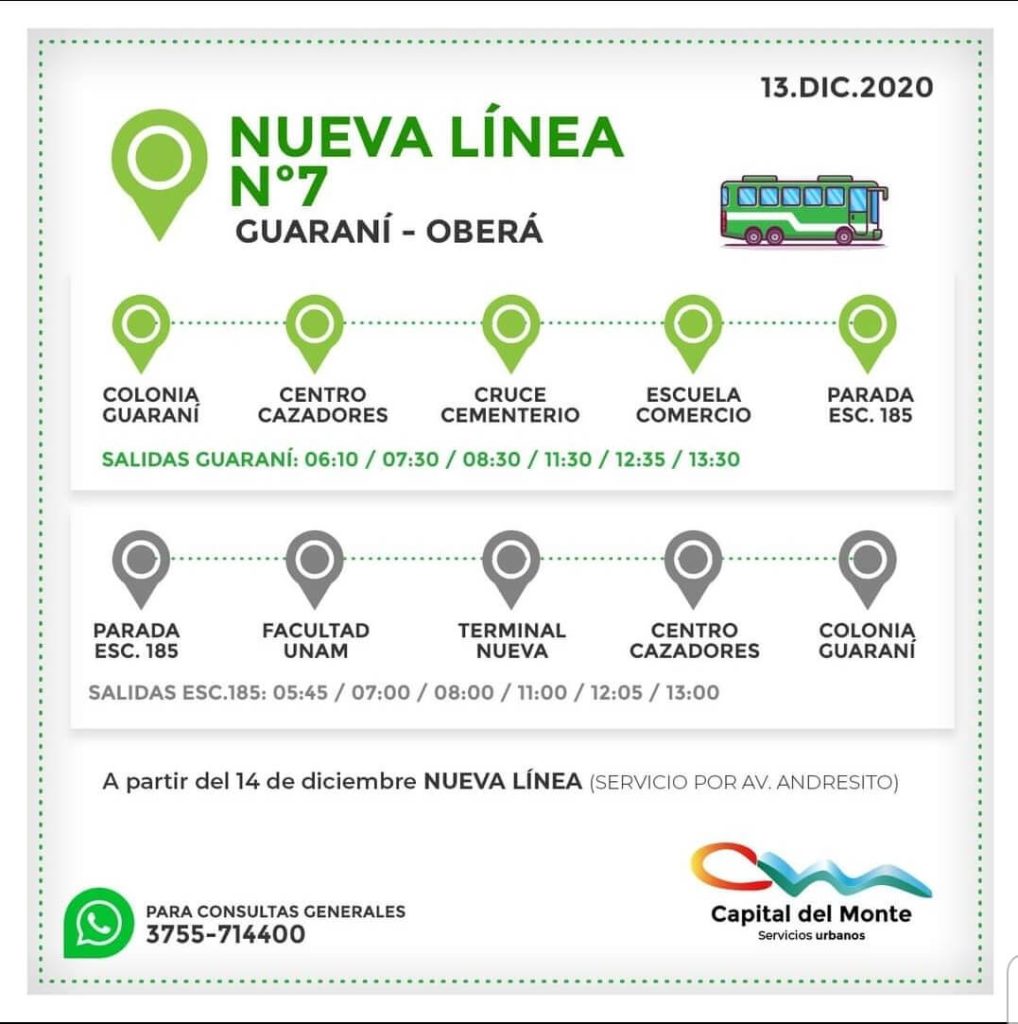 Nueva línea de transporte a Guaraní