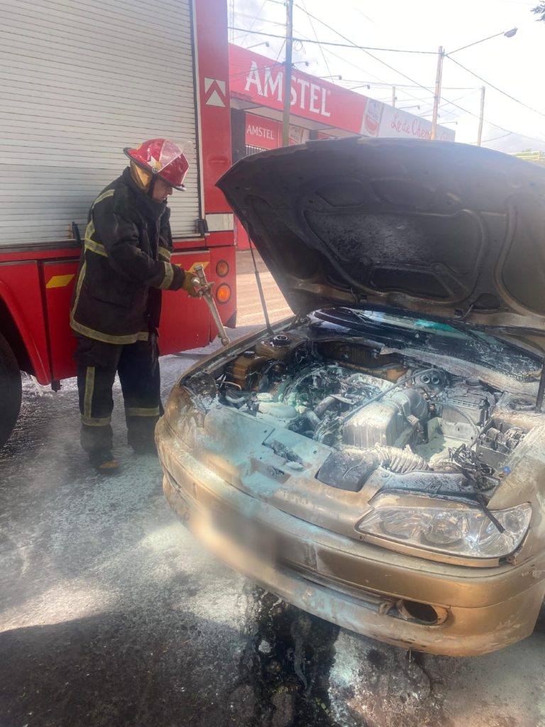 Principio de incendio vehicular sobre Avda. Sarmiento, no registró lesionados