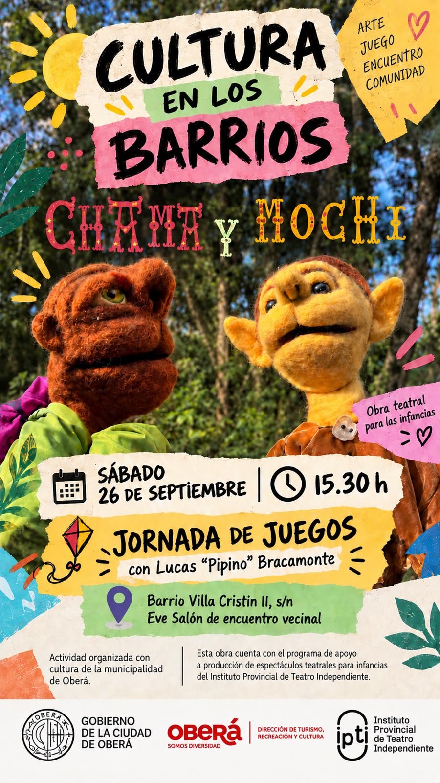 Cultura en los Barrios llega este sábado a Villa Cristen II con teatro y juegos