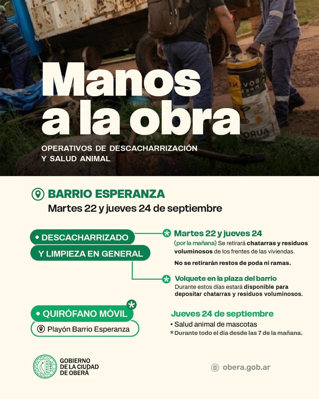 El barrio Esperanza tendrá un operativo de descacharrización y salud animal