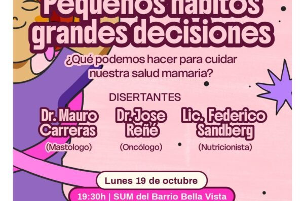 Brindarán una charla sobre hábitos saludables y cuidado de la salud mamaria