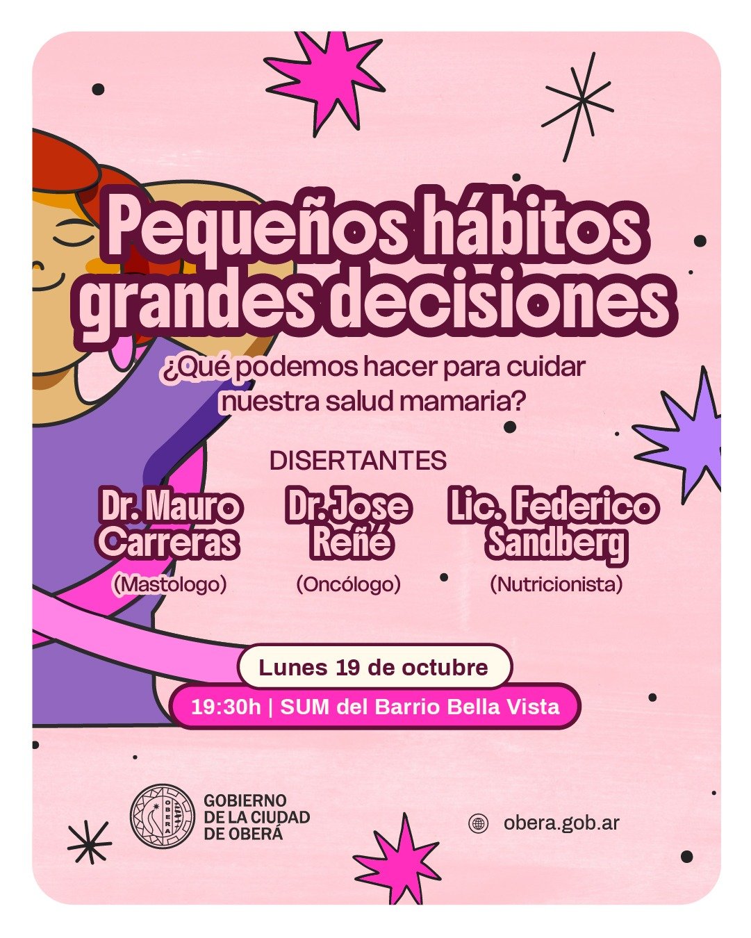 Brindarán una charla sobre hábitos saludables y cuidado de la salud mamaria